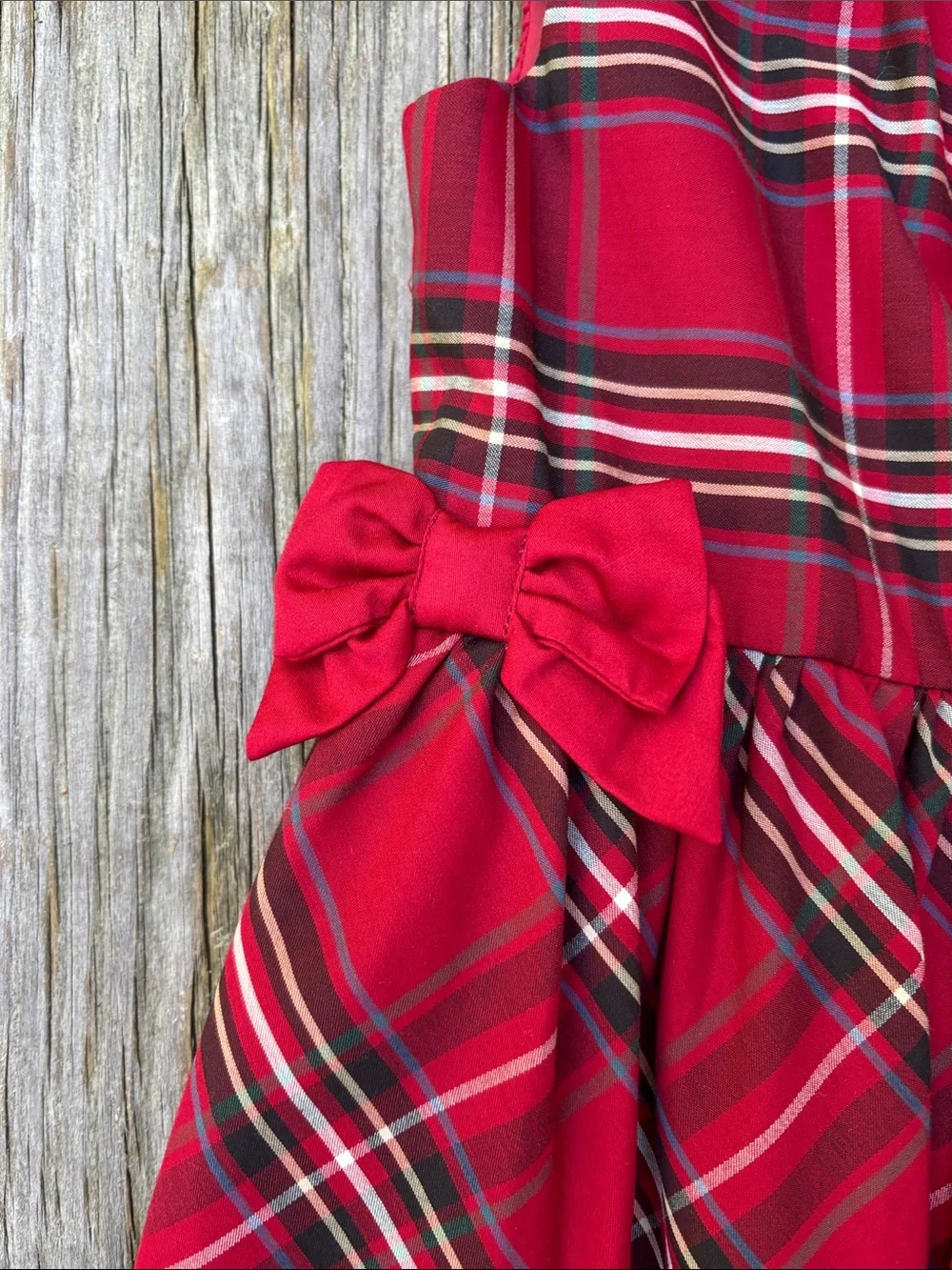 CARTERS | Red Plaid Bow Pleated Sleeveless Festive Toddler Holiday Dress Size 3T